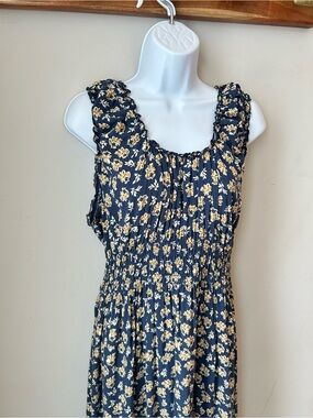 Floral Smocked Waist Midi Dress | Cottagecore Prairie Boho Western Milkmaid